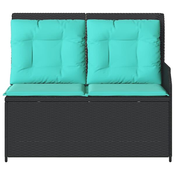 vidaXL Banc de jardin avec coussin Noir Poly rotin