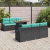 vidaXL Ensemble de canap&eacute; de jardin 7 pcs Noir Poly rotin