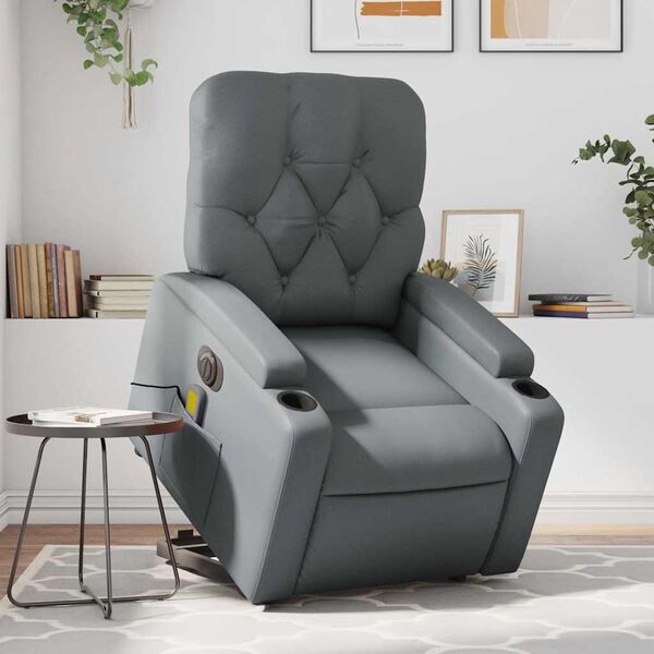 vidaXL Fauteuil inclinable de massage électrique gris similicuir