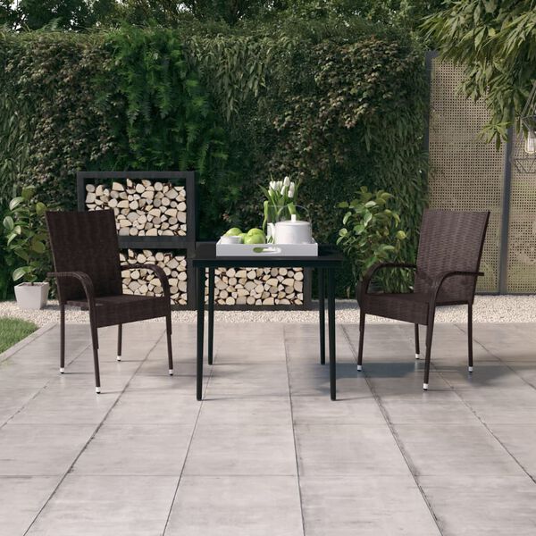 vidaXL Ensemble &agrave; manger de jardin 3 pcs Marron et noir