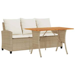 vidaXL Canap&eacute; de jardin 3 places coussins table beige r&eacute;sine tress&eacute;e