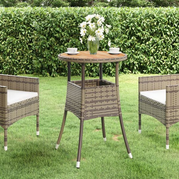 vidaXL Table de jardin &Oslash;60x75 cm Acacia et r&eacute;sine tress&eacute;e Gris
