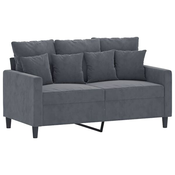 vidaXL Canap&eacute; &agrave; 2 places Gris fonc&eacute; 120 cm Velours