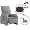 vidaXL Fauteuil inclinable de massage &eacute;lectrique gris clair tissu