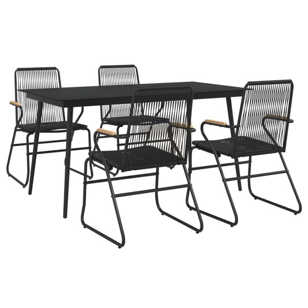 vidaXL Ensemble &agrave; manger de jardin 5 pcs Noir Rotin PVC