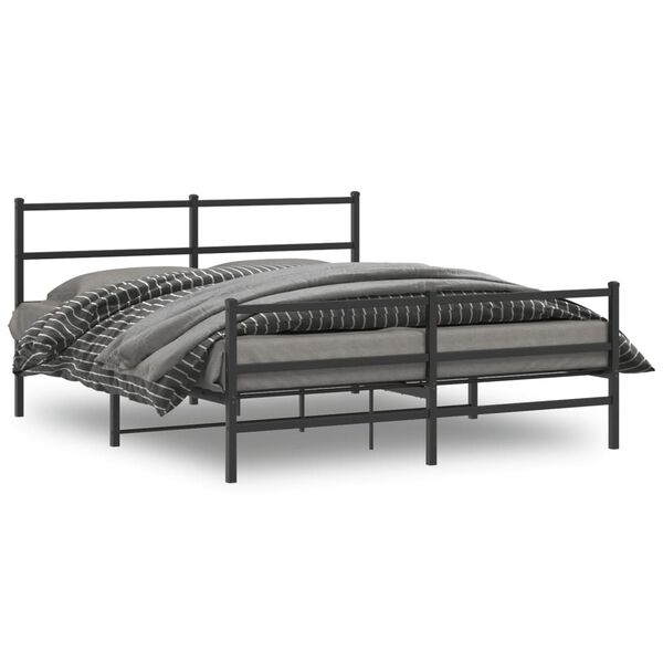 vidaXL Cadre de lit m&eacute;tal sans matelas avec pied de lit noir 150x200cm