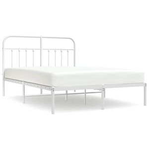 vidaXL Cadre de lit m&eacute;tal sans matelas et t&ecirc;te de lit blanc 135x190 cm