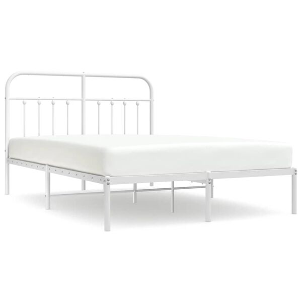 vidaXL Cadre de lit m&eacute;tal sans matelas et t&ecirc;te de lit blanc 135x190 cm