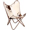 vidaXL Chaise papillon marron et blanc cuir de vache