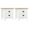 vidaXL Tables de chevet Hill 2 pcs Blanc 46x35x49,5 cm Bois pin solide