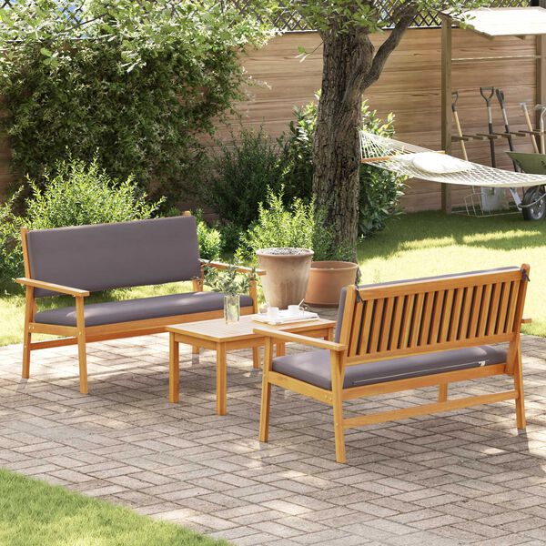 vidaXL Ensemble de canapé de jardin 3 pcs Marron Bois d'acacia massif