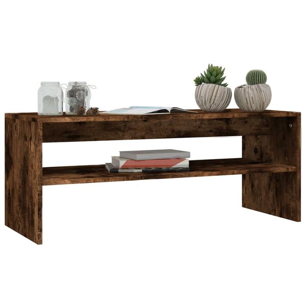 vidaXL Table basse Ch&ecirc;ne fum&eacute; 100x40x40 cm Bois d'ing&eacute;nierie