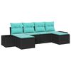 vidaXL Ensemble de canap&eacute; de jardin 4 pcs Noir et turquoise polyrotin
