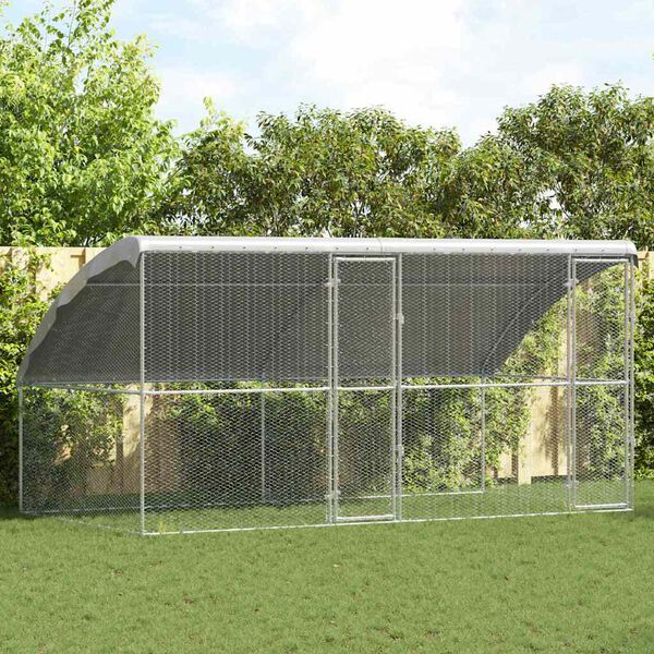 vidaXL Cage &agrave; poules 2 pcs Argent&eacute; 400 x 200 x 198,5 cm