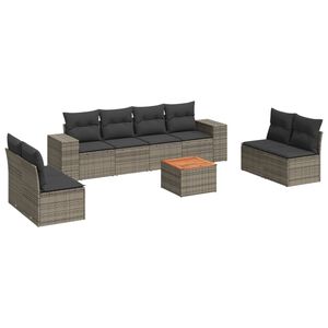 vidaXL Salon de jardin 9 pcs avec coussins gris r&eacute;sine tress&eacute;e