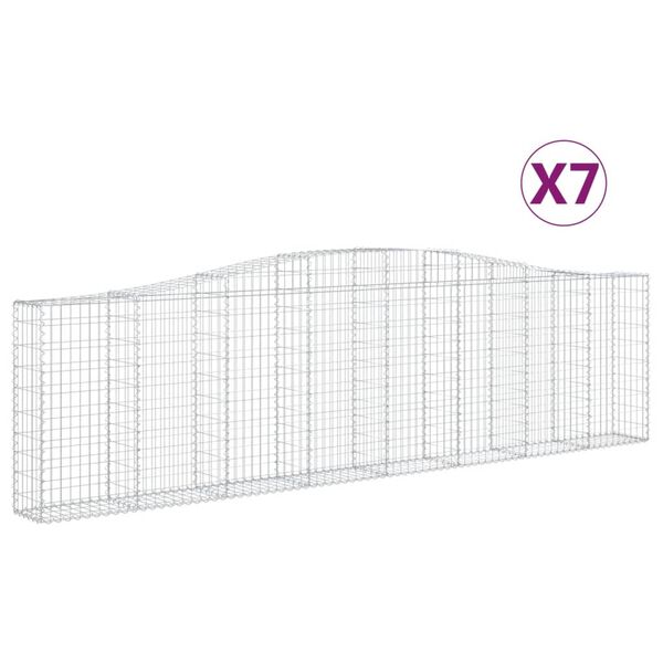 vidaXL Paniers &agrave; gabions arqu&eacute;s 7 pcs 400x30x100/120 cm Fer galvanis&eacute;