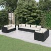 vidaXL Salon de jardin 8 pcs avec coussins R&eacute;sine tress&eacute;e Noir