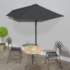 vidaXL Parasol de balcon et m&acirc;t en aluminium Anthracite 270x144cm Demi