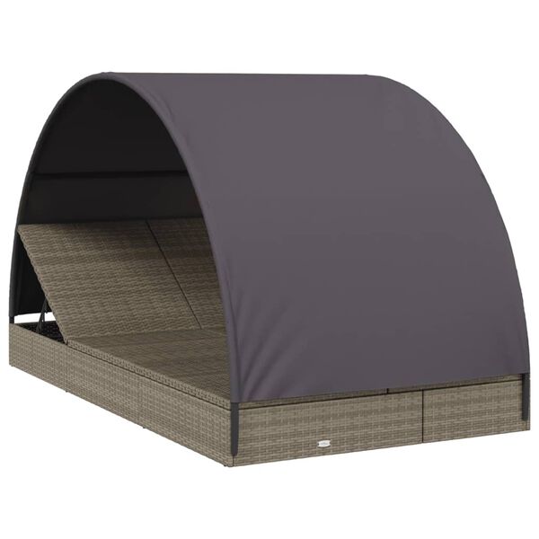 vidaXL Transat 2 places avec toit rond gris 211x112x140 cm