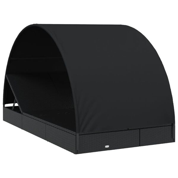 vidaXL Transat 2 places avec toit rond noir 211x112x140 cm