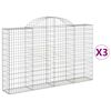 vidaXL Paniers &agrave; gabions arqu&eacute;s 3 pcs 200x30x120/140 cm Fer galvanis&eacute;