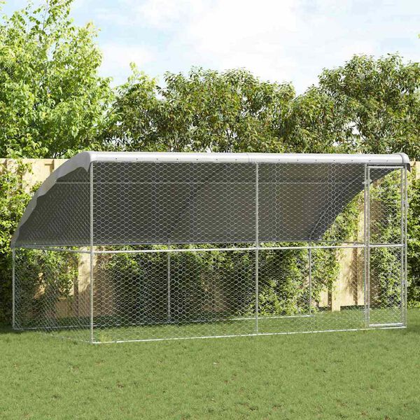 vidaXL Kennel pour Chiens 2 pcs Argent&eacute; 4 x 2 x 2 m Acier