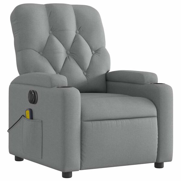 vidaXL Fauteuil inclinable de massage &eacute;lectrique gris clair tissu