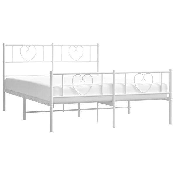 vidaXL Cadre de lit métal sans matelas et pied de lit blanc 135x190 cm