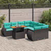 vidaXL Salon de jardin 9 pcs avec coussins noir r&eacute;sine tress&eacute;e