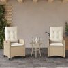 vidaXL Ensemble de bistro 3 pcs avec coussins beige résine tressée