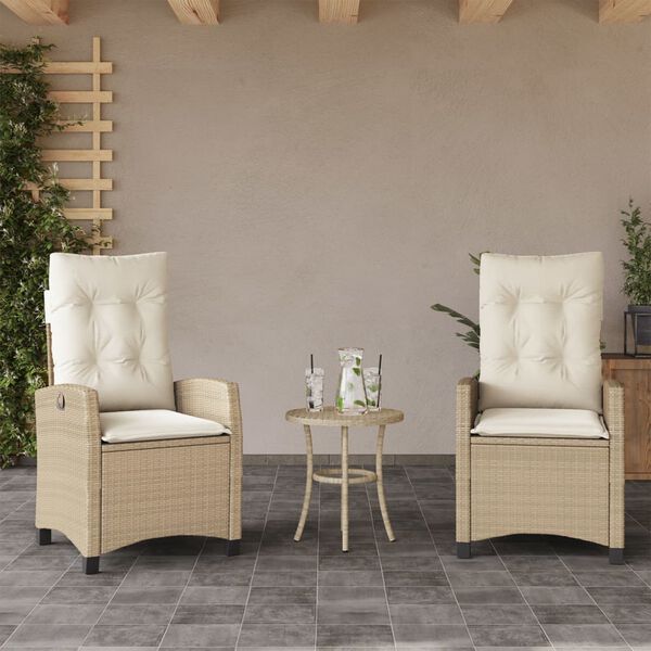 vidaXL Ensemble de bistro 3 pcs avec coussins beige résine tressée