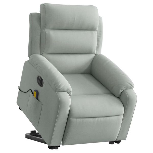 vidaXL Fauteuil inclinable de massage électrique gris clair velours