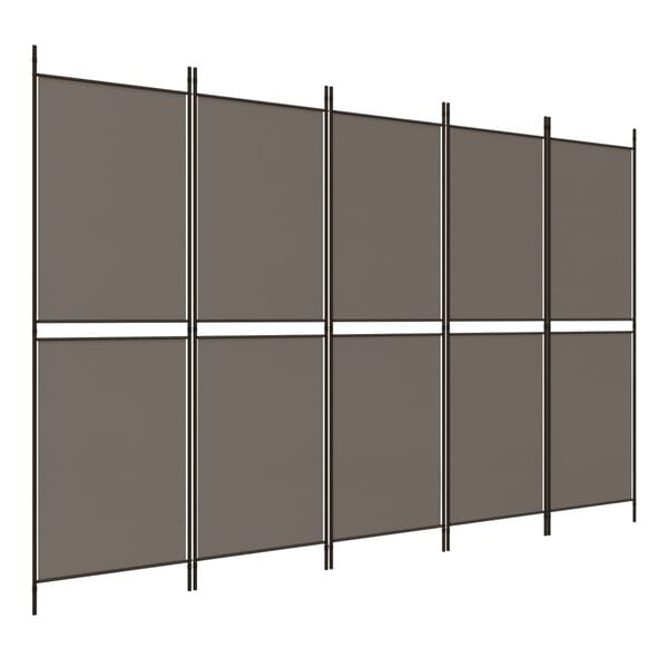 vidaXL Cloison de s&eacute;paration 5 panneaux Anthracite 250x200 cm Tissu