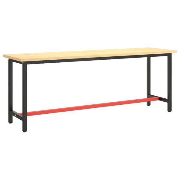 vidaXL Cadre banc de travail Noir mat et rouge mat 210x50x79 cm M&eacute;tal