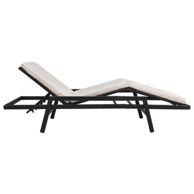 vidaXL Chaise longue avec coussin Résine tressée Noir