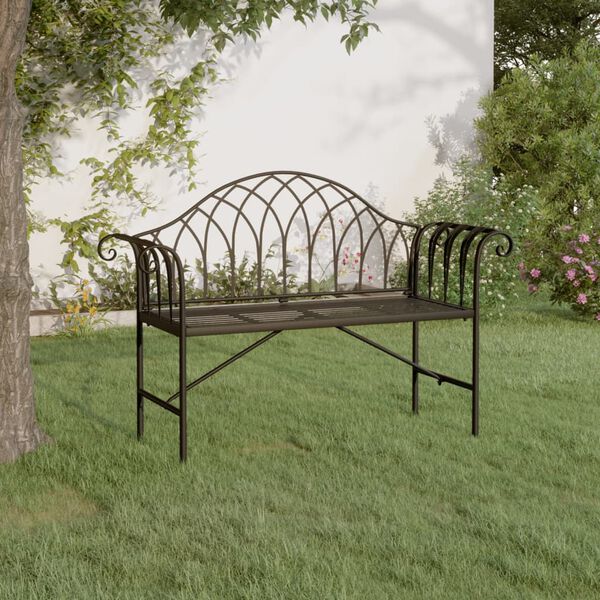 vidaXL Banc de jardin 2 places 128 cm Noir Acier