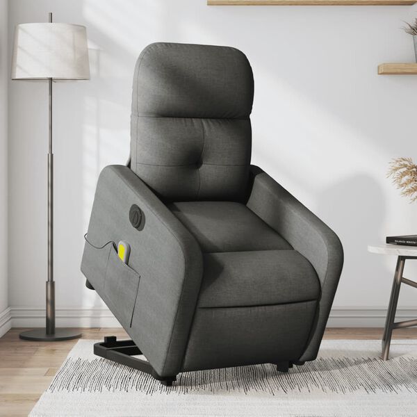 vidaXL Fauteuil inclinable de massage électrique gris foncé tissu