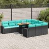 vidaXL Salon de jardin 11 pcs avec coussins noir r&eacute;sine tress&eacute;e