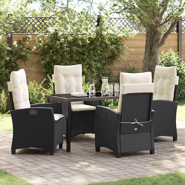 vidaXL Ensemble de salle &agrave; manger pour jardin 5 pcs Noir polyrotin