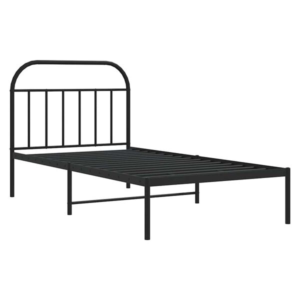vidaXL Cadre de lit métal sans matelas avec tête de lit noir 100x190cm