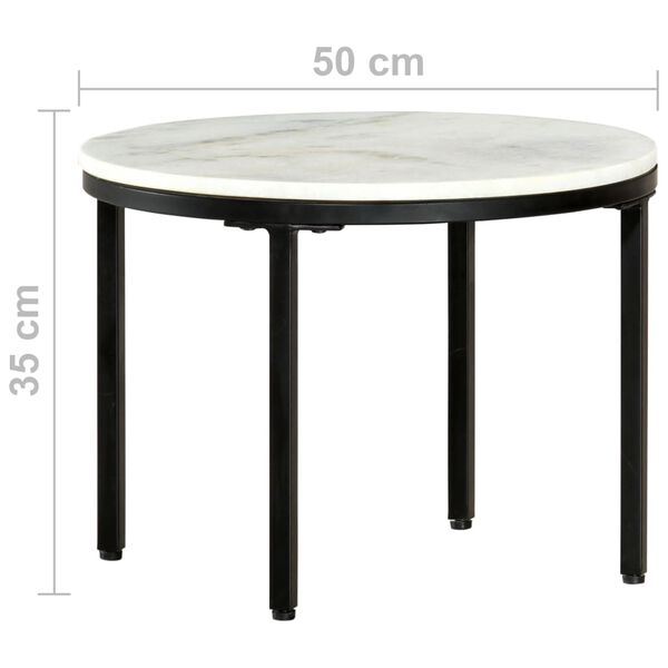 vidaXL Table basse Blanc et noir &Oslash;50 cm Marbre solide v&eacute;ritable