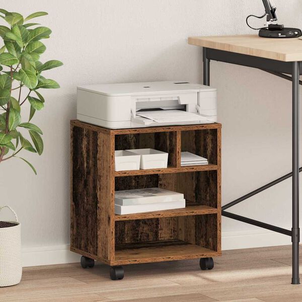 vidaXL Support d'imprimante avec stockage Bois ancien 41 x 32 x 48 cm