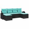 vidaXL Ensemble de Canapés 6 pcs Noir et turquoise polyrotin