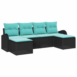 vidaXL Ensemble de Canapés 6 pcs Noir et turquoise polyrotin