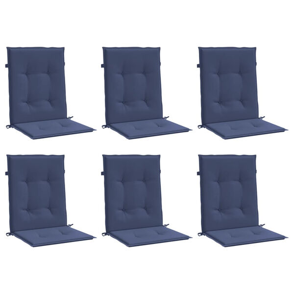 vidaXL Coussins de chaise à dossier bas lot de 6 bleu marine tissu