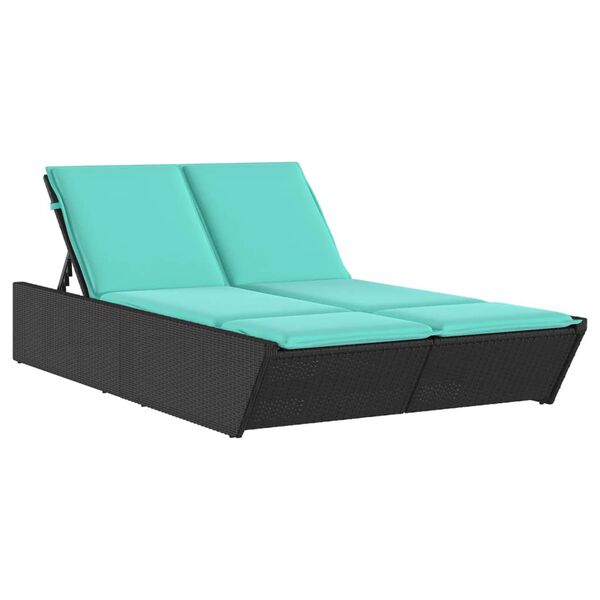 vidaXL Chaise longue double avec coussins noir r&eacute;sine tress&eacute;e