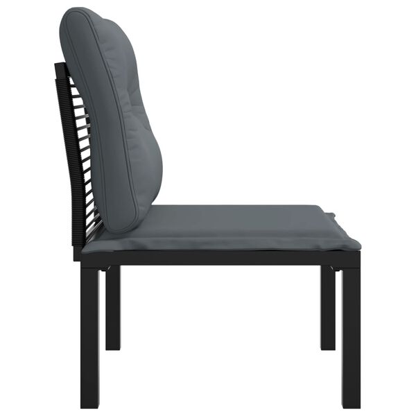 vidaXL Chaise de jardin avec coussins noir/gris r&eacute;sine tress&eacute;e