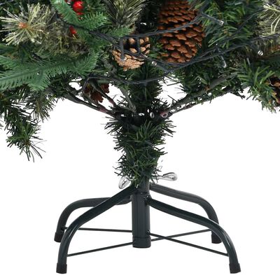 vidaXL Sapin de Noël pré-éclairé et pommes de pin vert 150cm PVC et PE