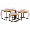 vidaXL Tables basses gigognes 3 pcs bois massif de manguier et fer