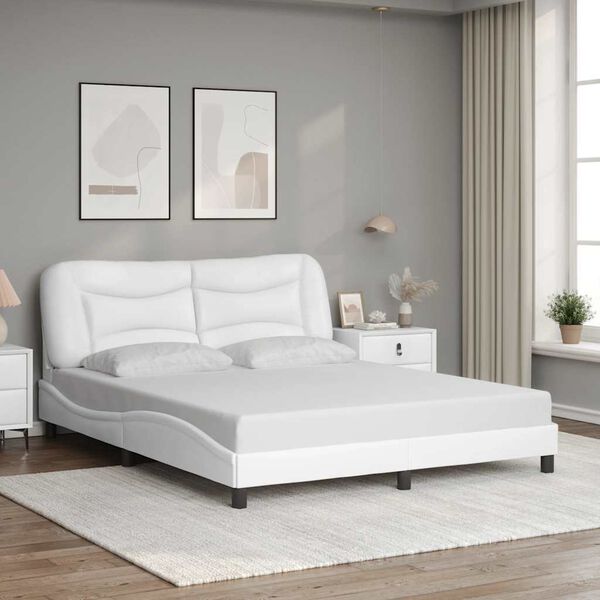 vidaXL Cadre de lit sans matelas Hvar blanc 152x203 cm similicuir